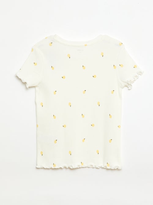 T-shirt a costine con maniche corte a volant - Kiabi