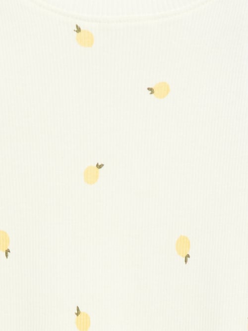 T-shirt a costine con maniche corte a volant - Kiabi