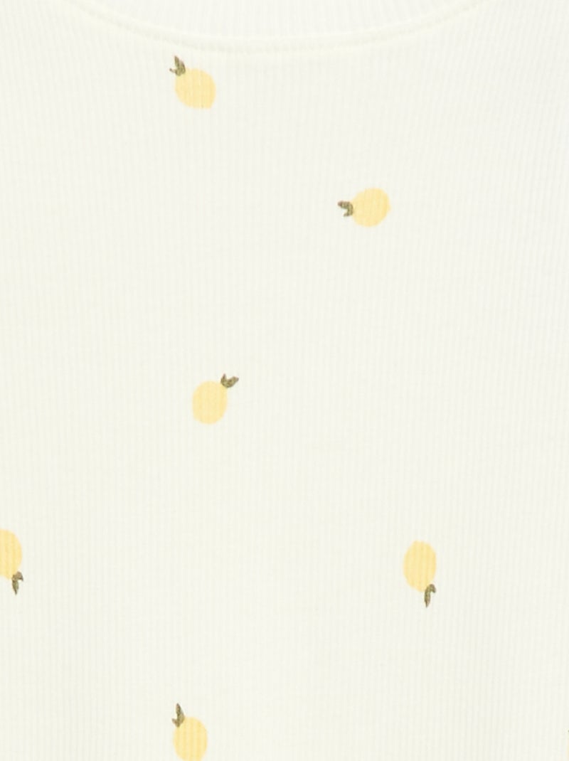 T-shirt a costine con maniche corte a volant Bianco - Kiabi