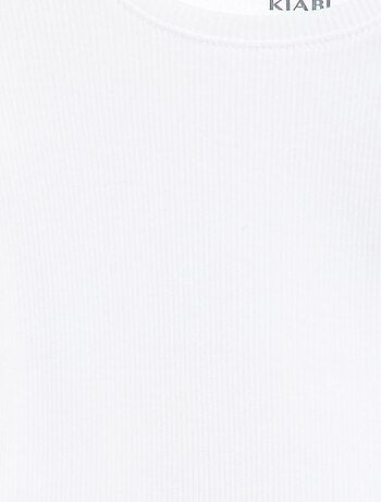 T-shirt a costine con maniche corte a volant