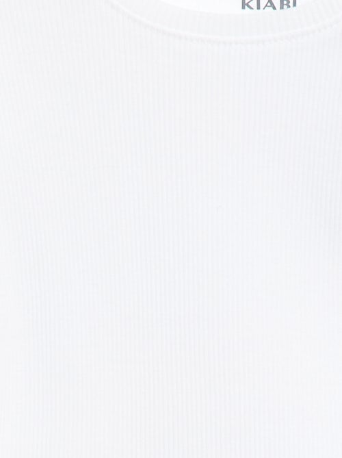 T-shirt a costine con maniche corte a volant - Kiabi