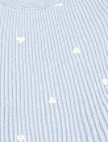 T-shirt a costine con maniche corte a volant