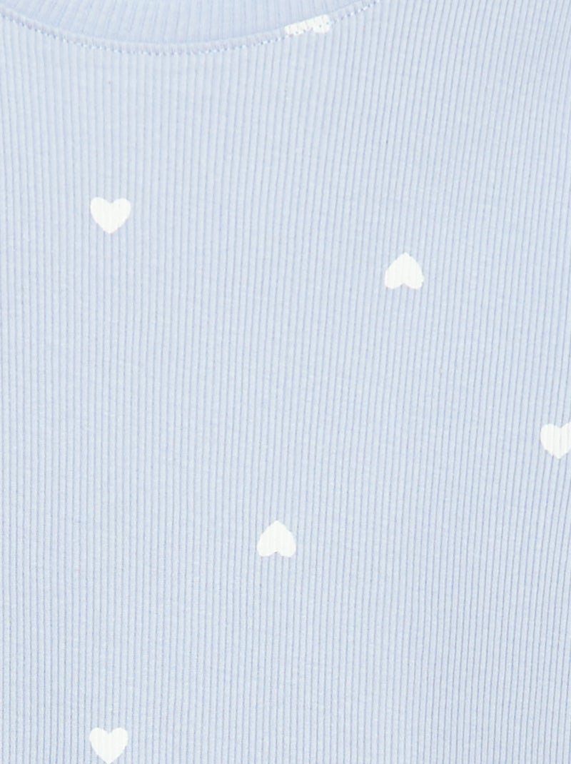 T-shirt a costine con maniche corte a volant Blu - Kiabi
