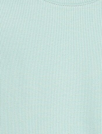 T-shirt a costine con maniche corte a volant