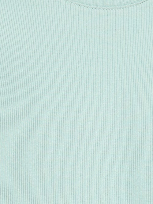 T-shirt a costine con maniche corte a volant - Kiabi