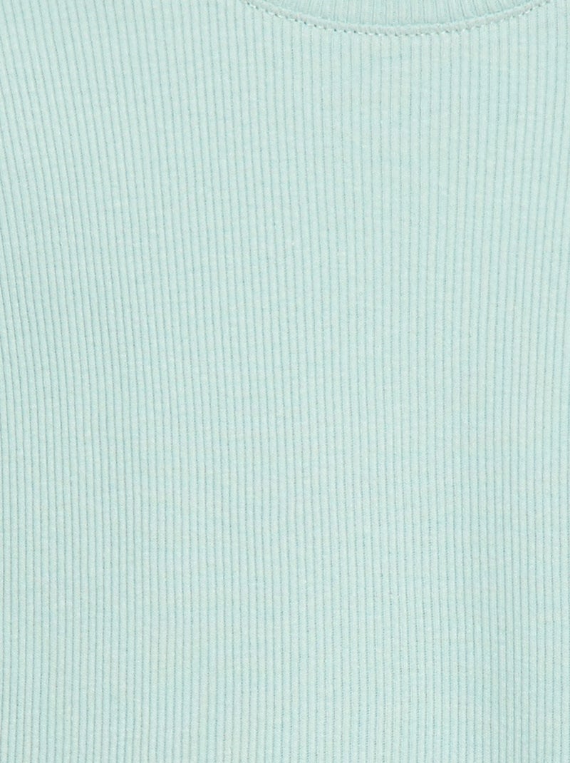 T-shirt a costine con maniche corte a volant Blu - Kiabi