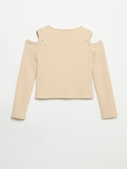 T-shirt a costine con spalle scoperte - Kiabi T-shirt a costine con spalle scoperte - Kiabi