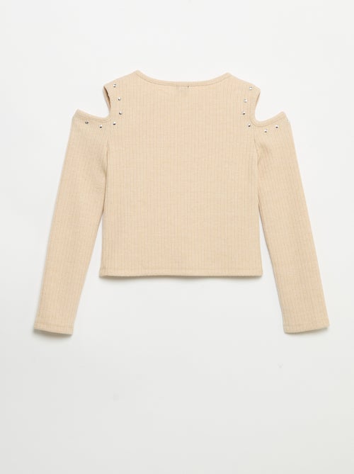 T-shirt a costine con spalle scoperte - Kiabi