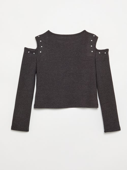 T-shirt a costine con spalle scoperte - Kiabi