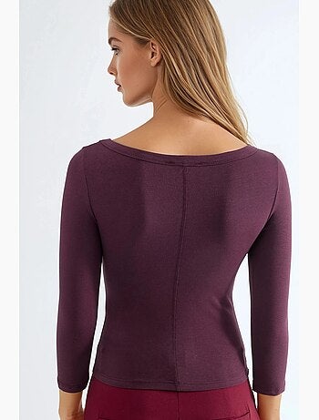 T-shirt a costine girocollo manica lunga busem