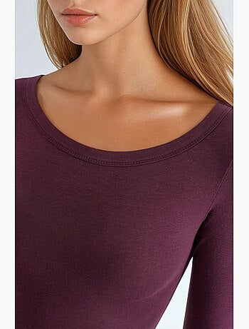T-shirt a costine girocollo manica lunga busem