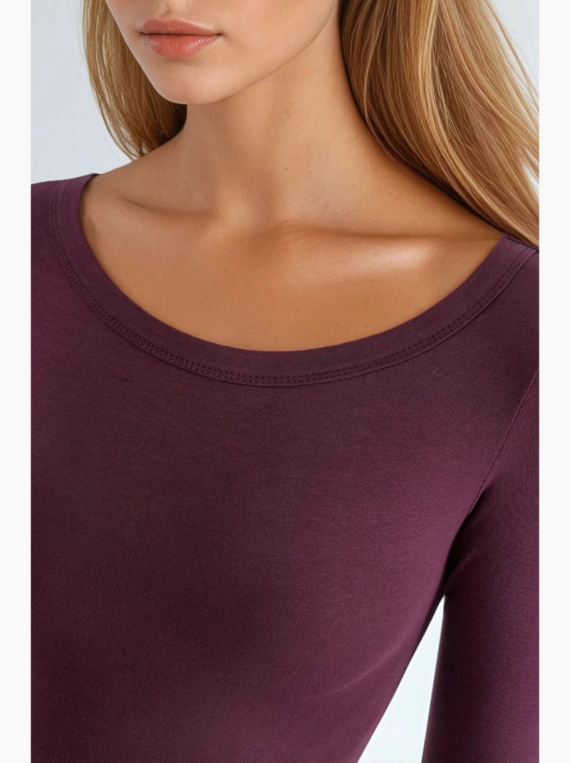 T-shirt a costine girocollo manica lunga busem Rosso bordeaux - Kiabi