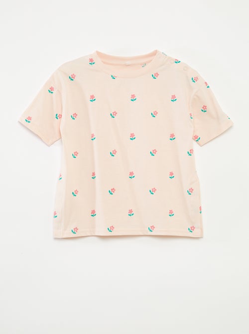 T-shirt a fantasia con apertura a pressione sulla spalla - collezione facile da indossare - Kiabi