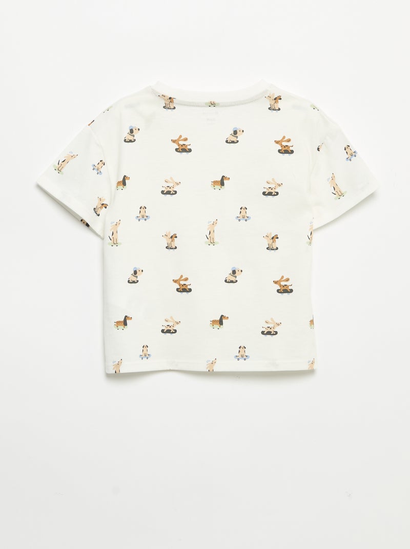 T-shirt a fantasia e a maniche corte Bianco - Kiabi