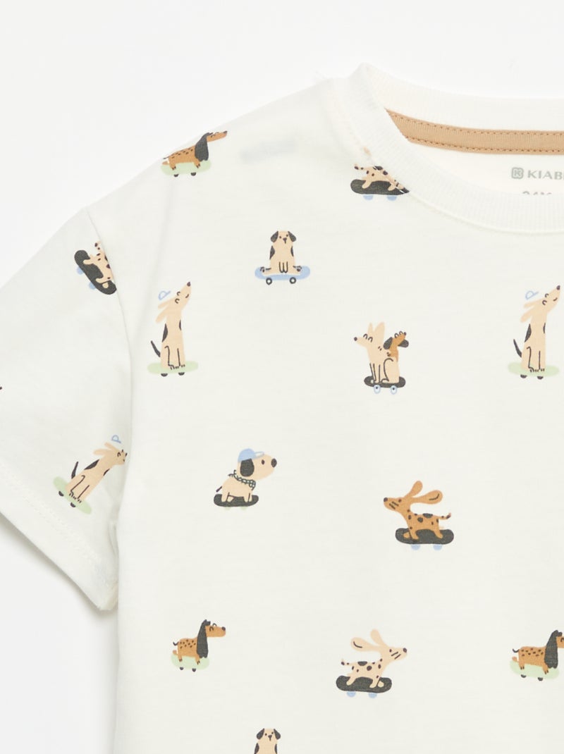 T-shirt a fantasia e a maniche corte Bianco - Kiabi