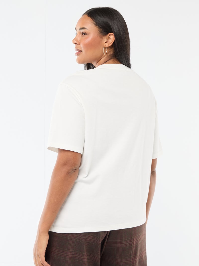 T-shirt a girocollo drappeggiato con dettaglio gioiello Bianco - Kiabi