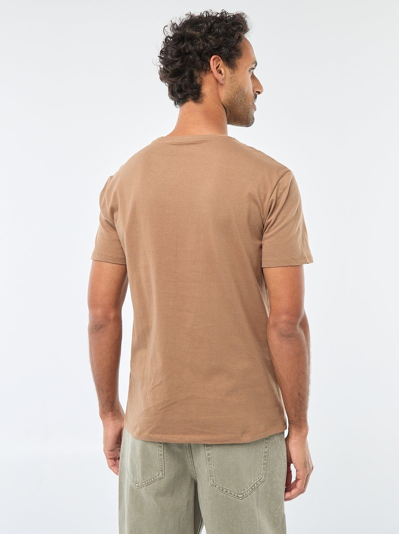 T-shirt a girocollo e maniche corte con stampa Beige - Kiabi