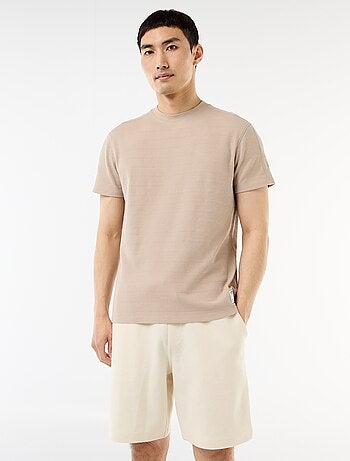 T-shirt a girocollo e maniche corte in tessuto a nido d'ape