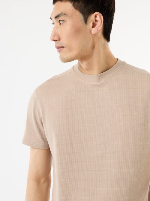 T-shirt a girocollo e maniche corte in tessuto a nido d'ape - Kiabi