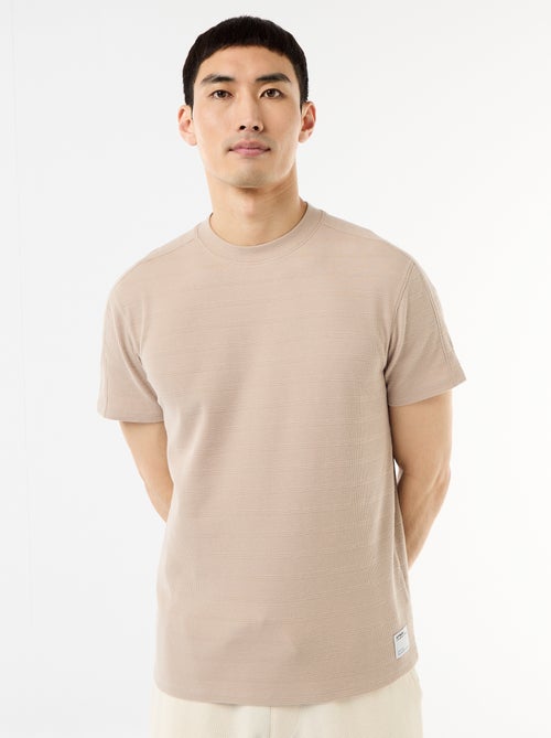 T-shirt a girocollo e maniche corte in tessuto a nido d'ape - Kiabi