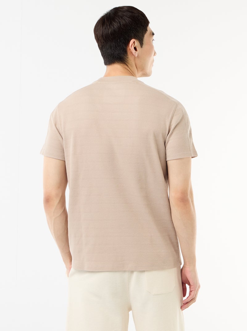 T-shirt a girocollo e maniche corte in tessuto a nido d'ape Beige - Kiabi