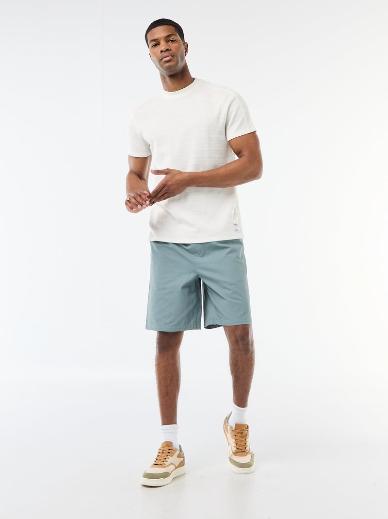 T-shirt a girocollo e maniche corte in tessuto a nido d'ape Bianco - Kiabi