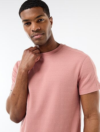 T-shirt a girocollo e maniche corte in tessuto a nido d'ape