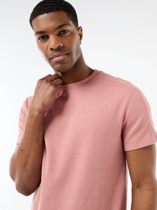 T-shirt a girocollo e maniche corte in tessuto a nido d'ape - Kiabi