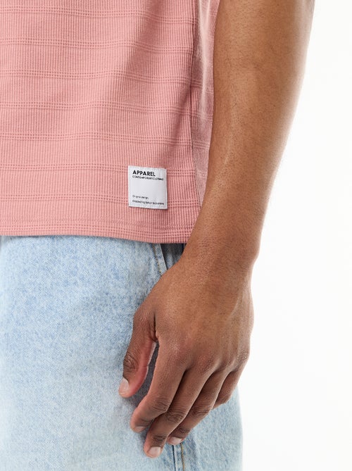 T-shirt a girocollo e maniche corte in tessuto a nido d'ape - Kiabi