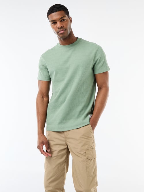 T-shirt a girocollo e maniche corte in tessuto a nido d'ape - Kiabi