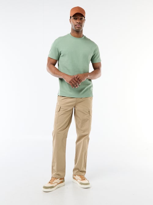 T-shirt a girocollo e maniche corte in tessuto a nido d'ape - Kiabi