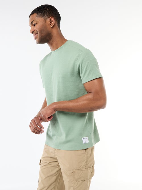 T-shirt a girocollo e maniche corte in tessuto a nido d'ape - Kiabi