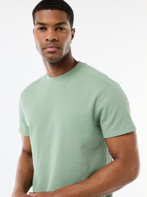 T-shirt a girocollo e maniche corte in tessuto a nido d'ape - Kiabi