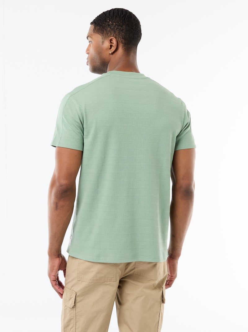 T-shirt a girocollo e maniche corte in tessuto a nido d'ape Verde - Kiabi