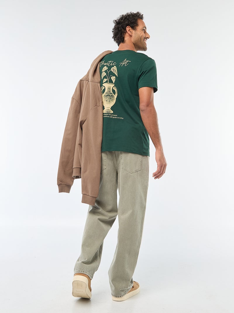 T-shirt a girocollo e maniche corte stampato Verde - Kiabi