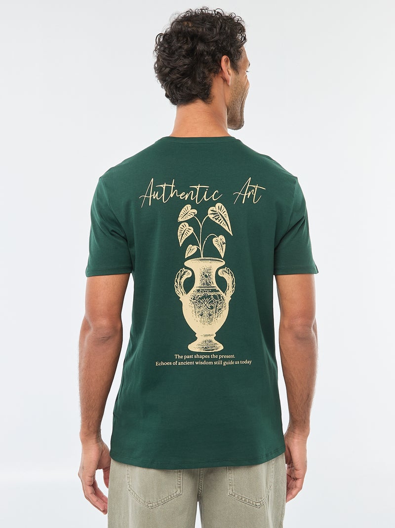 T-shirt a girocollo e maniche corte stampato Verde - Kiabi