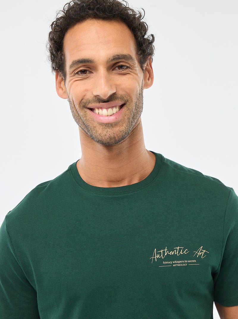 T-shirt a girocollo e maniche corte stampato Verde - Kiabi