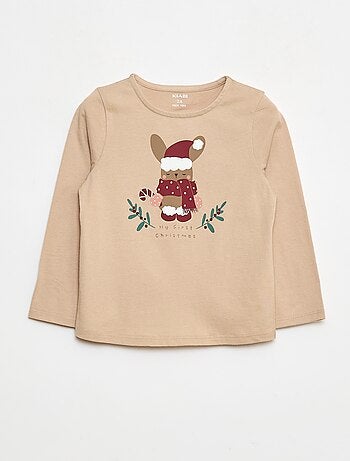 T-shirt a girocollo con stampa 'Natale'