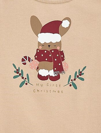 T-shirt a girocollo con stampa 'Natale'