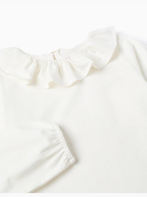 T-shirt a manica lunga con colletto con volant - Kiabi