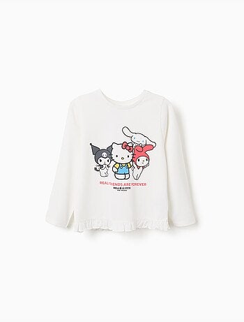 T-shirt a manica lunga con stampa hello kitty e friends