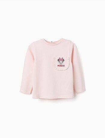 T-shirt a manica lunga con stampa minnie sul petto