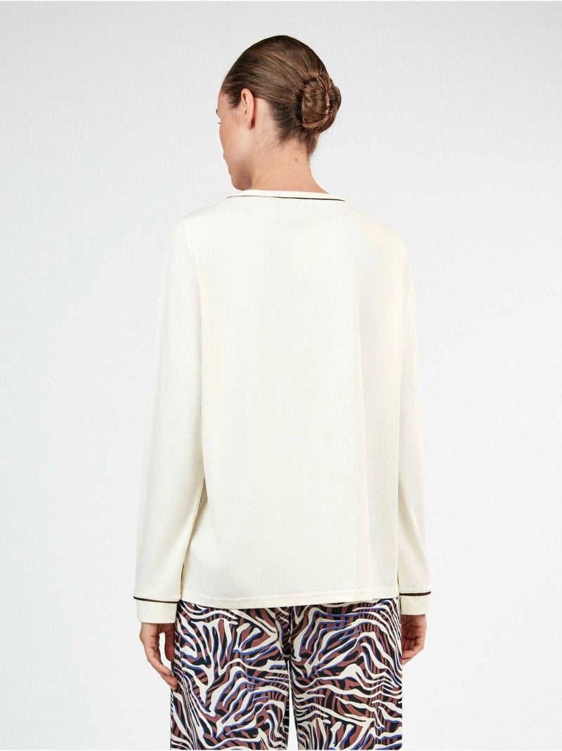 T-shirt a manica lunga con vivaci contrasti Beige - Kiabi