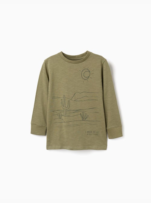 T-shirt a manica lunga in cotone work of art - Kiabi