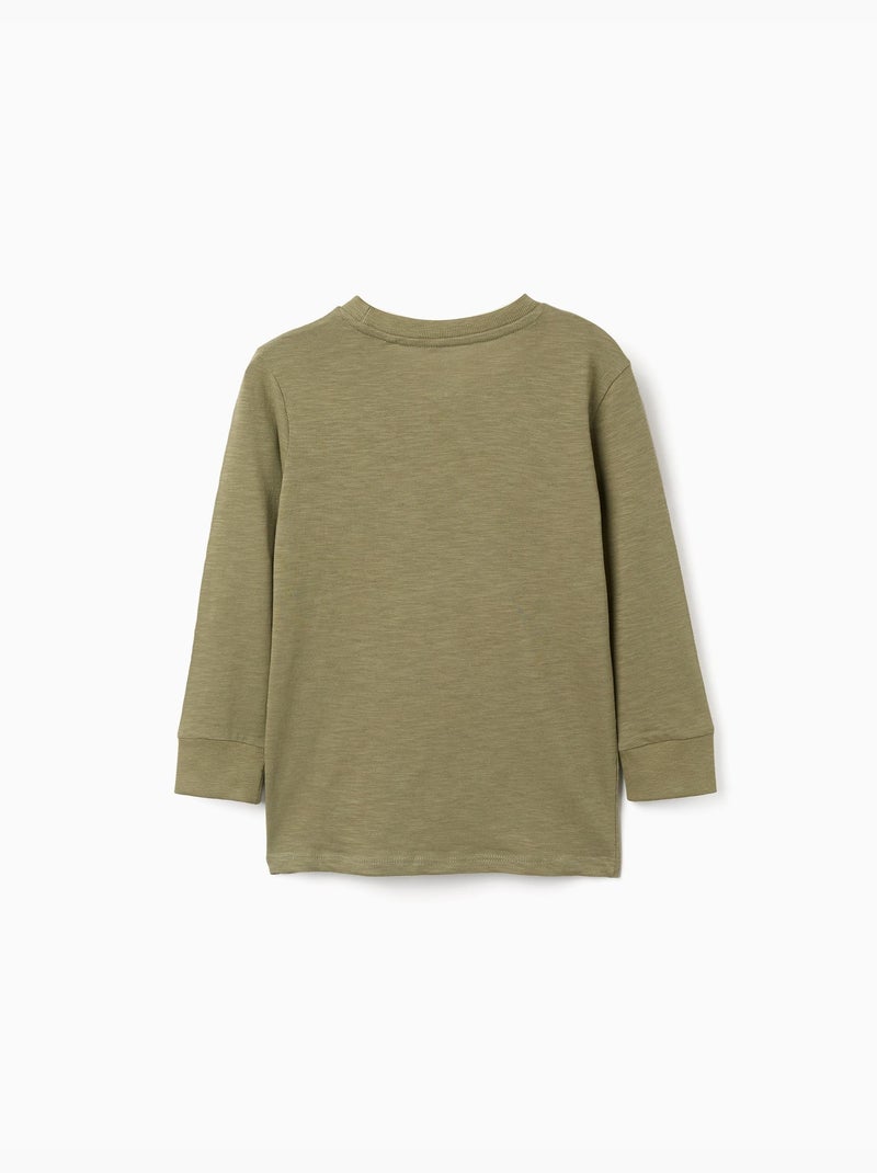 T-shirt a manica lunga in cotone work of art Verde scuro - Kiabi