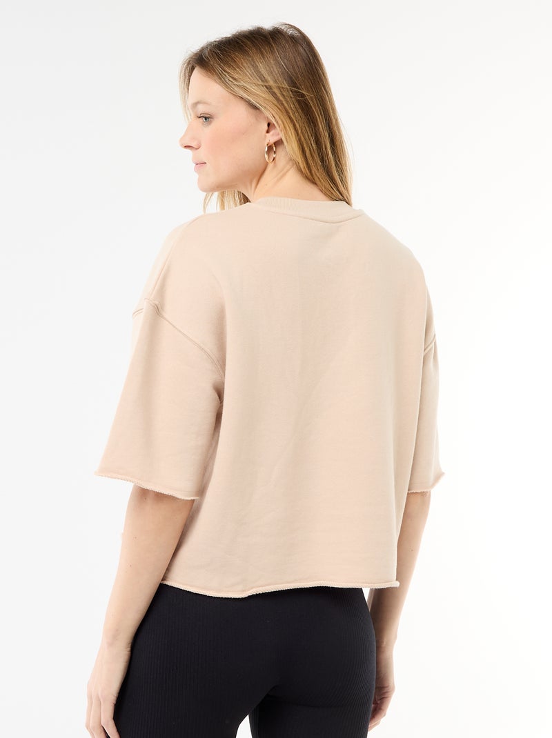 T-shirt a maniche 3/4 in French Terry Beige - Kiabi
