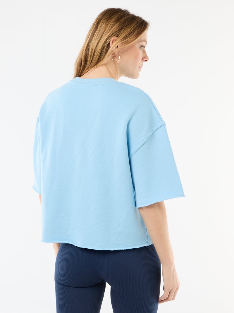 T-shirt a maniche 3/4 in French Terry Blu - Kiabi