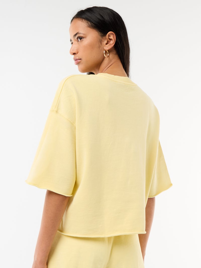 T-shirt a maniche 3/4 in French Terry Giallo - Kiabi