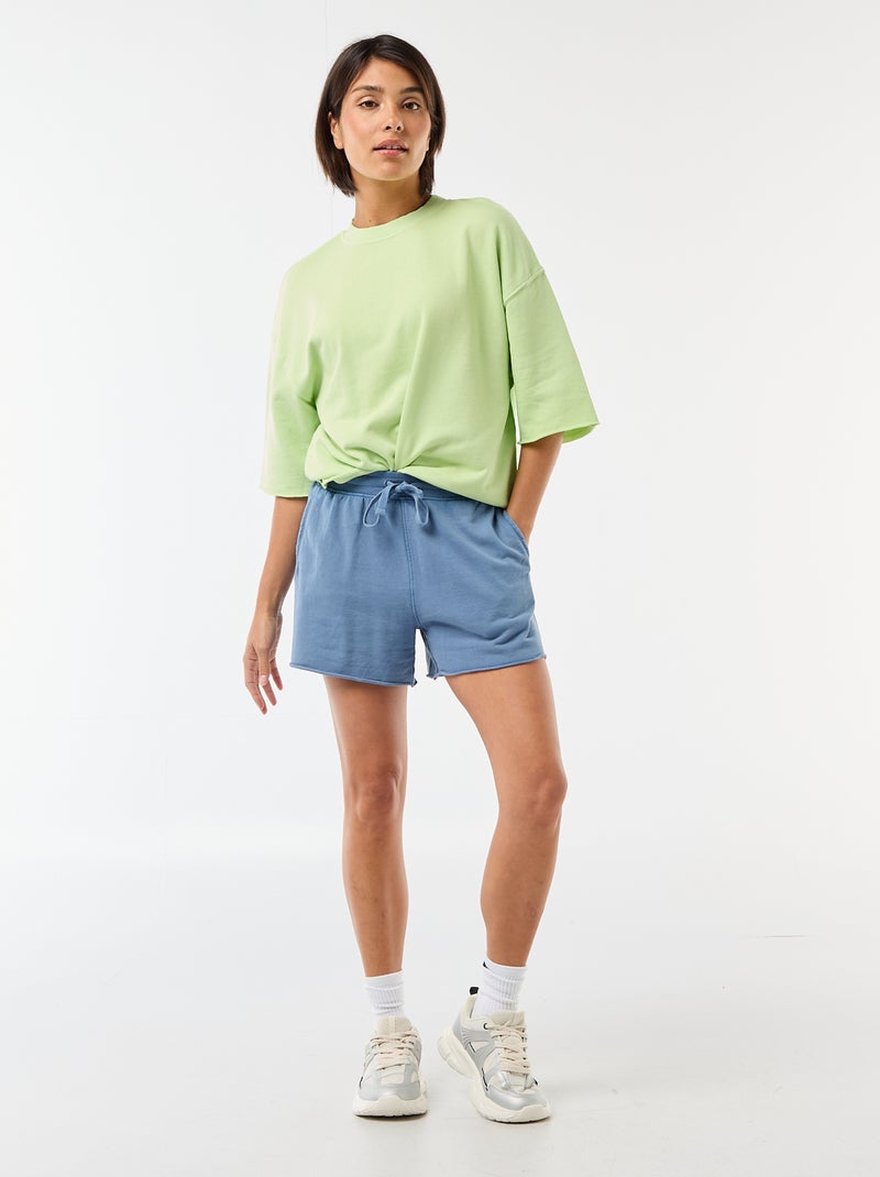 T-shirt a maniche 3/4 in French Terry Verde - Kiabi
