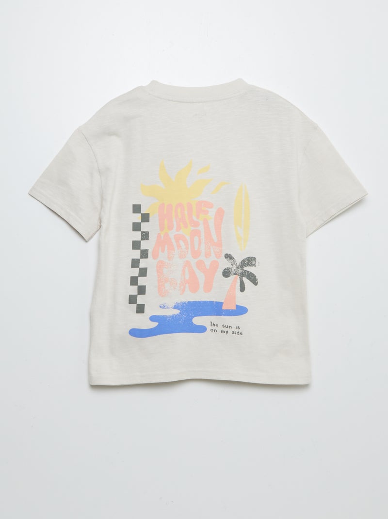 T-shirt a maniche core con taschino sul petto e stampe BEIGE - Kiabi